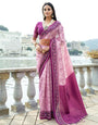 Pink Soft Silk Saree With Weaving Work