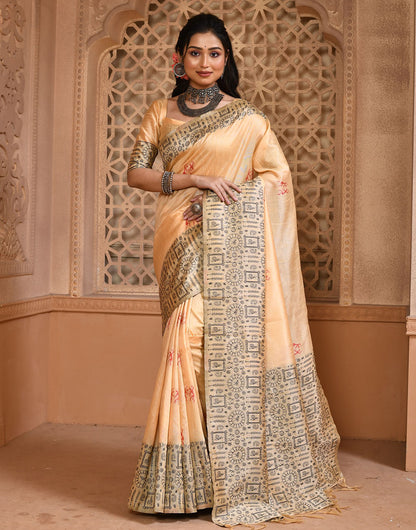 Cream Silk Saree With Weaving Work