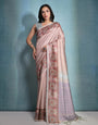 Pastel Pink Cotton Silk Saree With Weaving Work