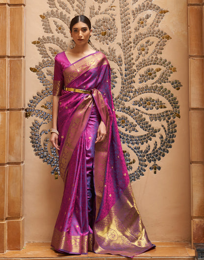 Purple Kanjivaram Silk Saree With Zari Weaving Work