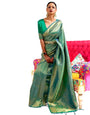 Bottle Green Soft Kanjivaram Silk Saree With Zari Weaving Work