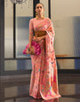 Pink Kashmiri Handloom Weaving Silk Silk Saree With Blouse