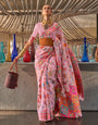 Pink Kashmiri Modal Handloom Silk Weaving Silk Saree