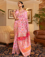 Pink Kashmiri Weaving Silk Saree With Blouse