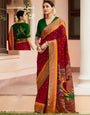 Garnet Red Paithani Silk Saree With Zari Weaving Work