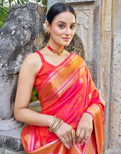 Red Soft Kanjivaram Silk Saree With Weaving Work