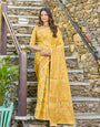 Yellow Pashamina Saree With Weaving Work