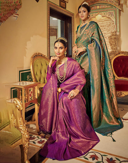 Magenta Soft Handloom Silk Saree With Zari Weaving Work