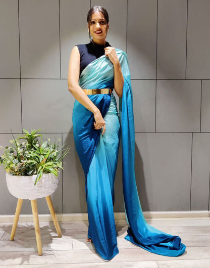 Blue Silk Ready To Wear Saree