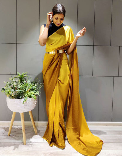 Yellow Silk Ready To Wear Saree