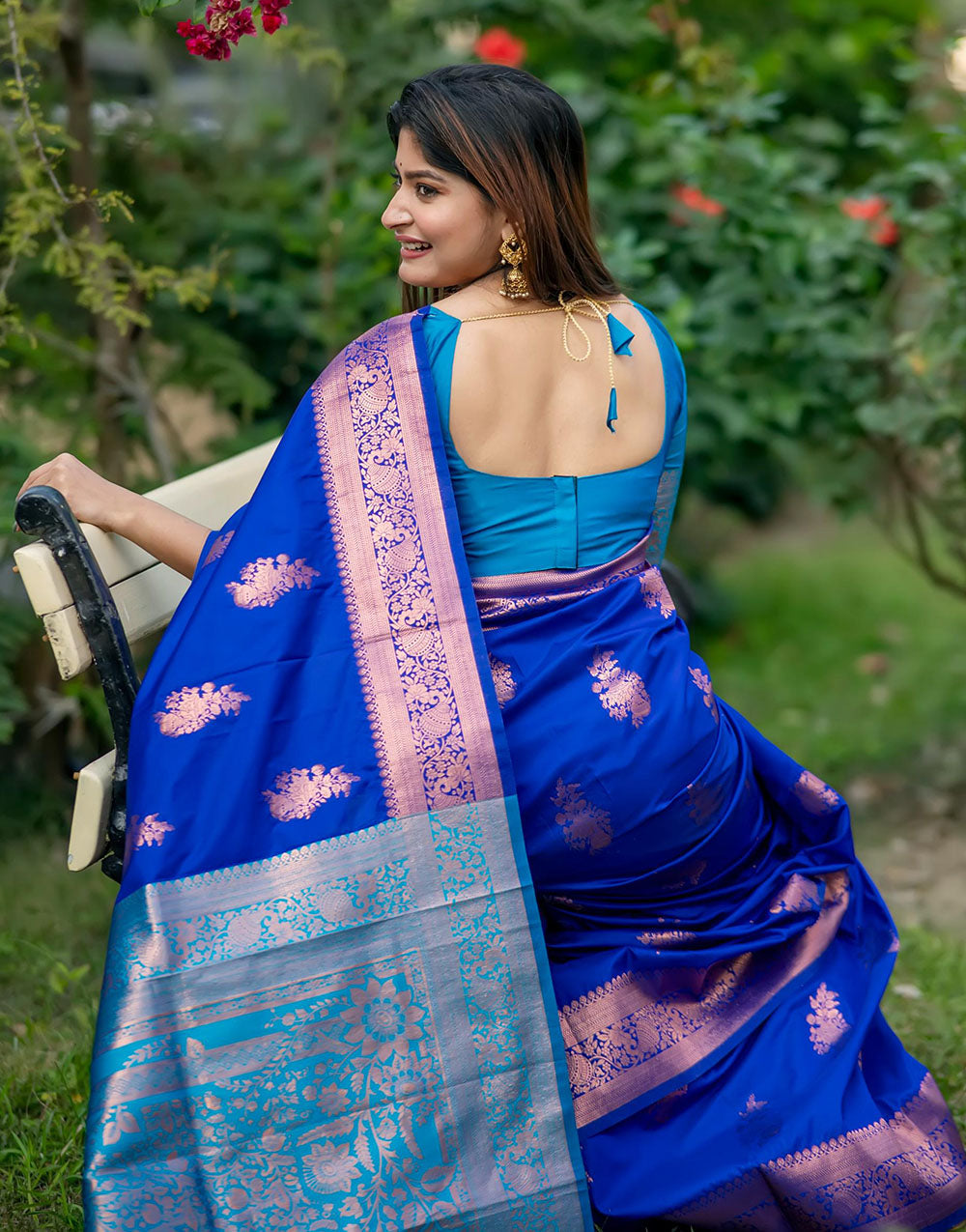 Royal Blue Soft Banarasi Silk Saree With Zari Weaving Work