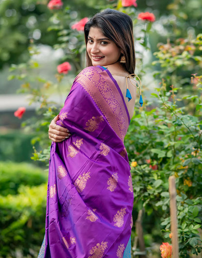 Purple Soft Banarasi Silk Saree With Zari Weaving Work