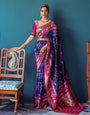 Mignight Blue Paithani Silk Saree With Zari Weaving Work