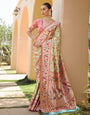 Light Mint Green Paithani Silk Saree With Zari Weaving Work