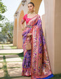 Purple Paithani Silk Saree With Zari Weaving Work