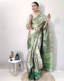 Mint Green Kanchipuram Silk Ready To Wear Saree With Belt