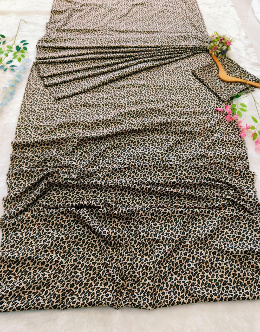Leopard Printed Crape Silk Ready To Wear Saree