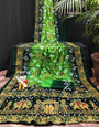 Light Green & Green Gajji Silk Bandhej With Zari Weaving Work