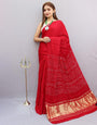 Red Gajji Silk With Bandhani Printed Saree