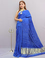 Royal Blue Gajji Silk With Bandhani Printed Saree