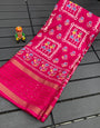 Pink Dola Silk Saree With Sequence Border