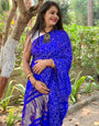 Blue Gajji Soft Silk Lagdi Patta Bandhani Saree