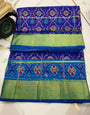 Royal Blue Patola Saree With Weaving Work