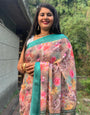 Multi Colour Silk Saree With Printed & Satin Patta