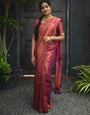 Magenta Soft Lichi Silk Saree With Beautiful Rich Pallu