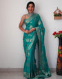 Sea-Green Cotton Silk Ready To Wear Saree