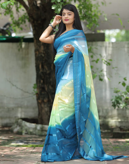 Blue Multi Georgette Ready To Wear Saree