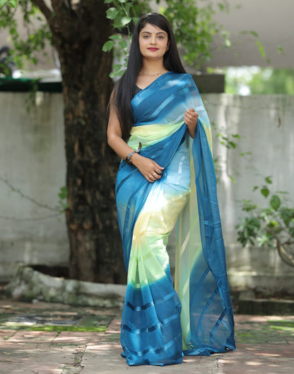 Blue Multi Georgette Ready To Wear Saree