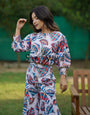 WHITE MULTI DESIGN TEXTURED COTTON CO-ORD SET