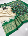 Green Dola Silk Saree With Foil Printed Border