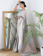 Light Blue Banarasi Silk Saree With Zari Weaving Work