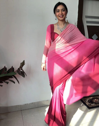 Beautiful Pink Georgette Ready To Wear Saree