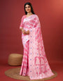 Pink Cotton Saree With Zari Weaving Work