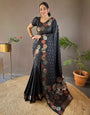 Black Banarasi Silk Saree With Zari Weaving Work Beautiful Rich Design Pallu