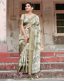 Pista Green Silk Saree With Digital Printed Work