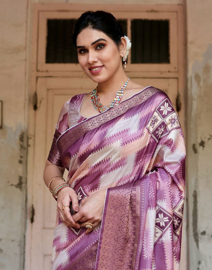 Magenta Pink Silk Saree With Digital Printed Work