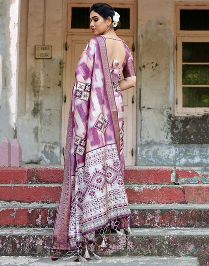 Magenta Pink Silk Saree With Digital Printed Work