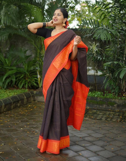 Black Soft Silk Saree With Weaving Work