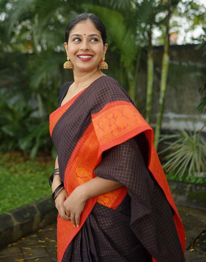 Black Soft Silk Saree With Weaving Work