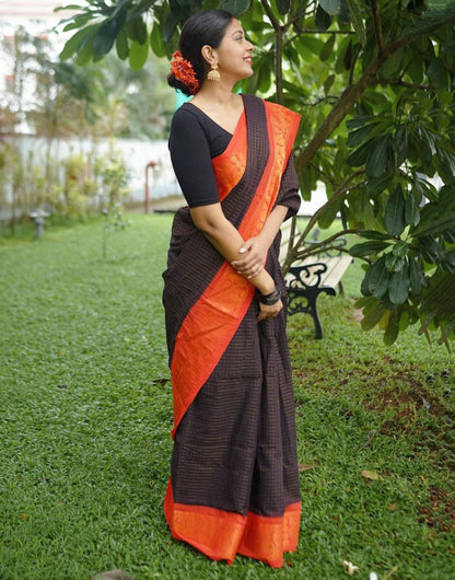 Black Soft Silk Saree With Weaving Work