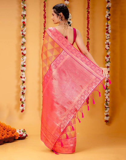 Rani Pink Banarasi Silk Saree With Zari Weaving Work