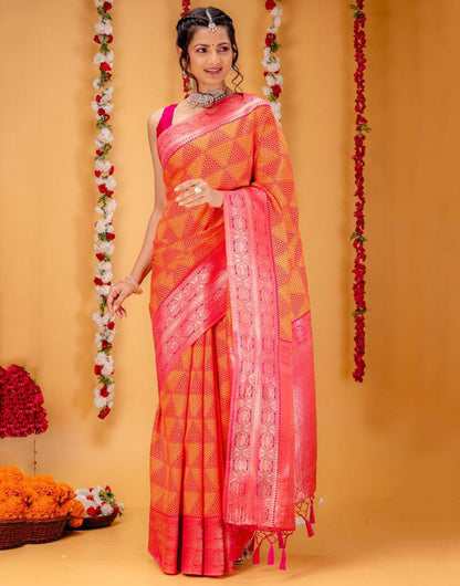 Rani Pink Banarasi Silk Saree With Zari Weaving Work