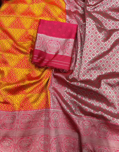 Rani Pink Banarasi Silk Saree With Zari Weaving Work