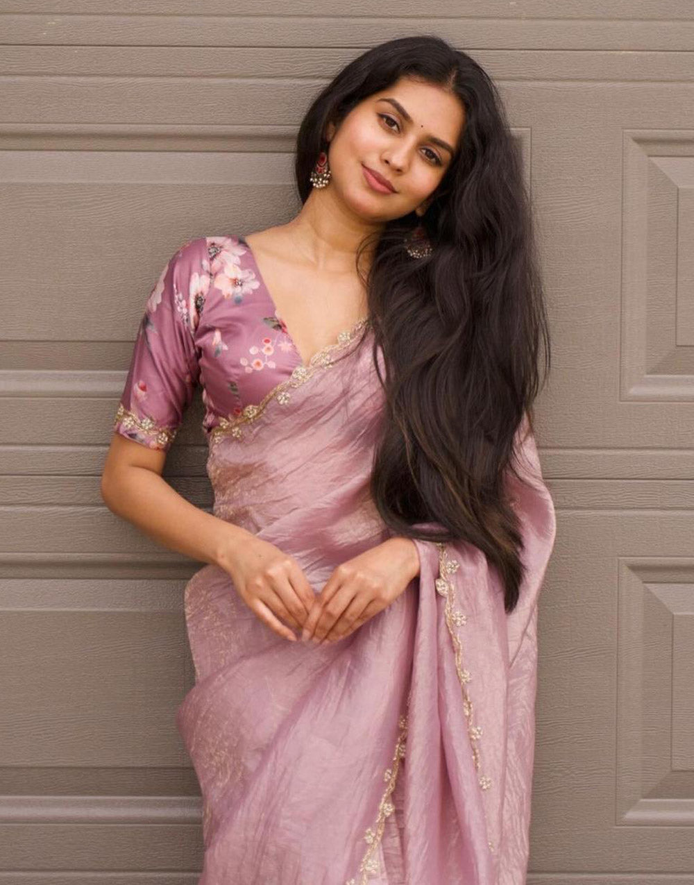 Flamingo Pink Soft Tissue Silk Saree With Handwork Border