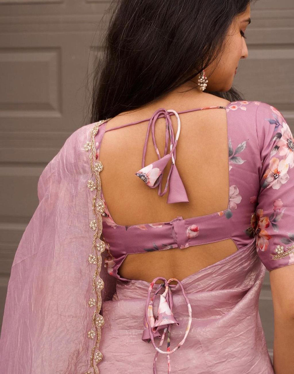 Flamingo Pink Soft Tissue Silk Saree With Handwork Border