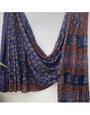 Midnight Blue Cotton Block Printed Ready To Wear Saree